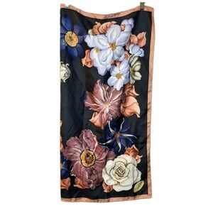 Mila Schön Scarf Multicolor 35" X 35" Rectangular 100% Silk Floral Print Italy